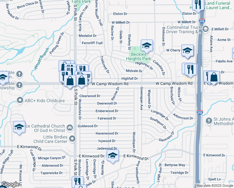 map of restaurants, bars, coffee shops, grocery stores, and more near 755 Clearwood Drive in Dallas