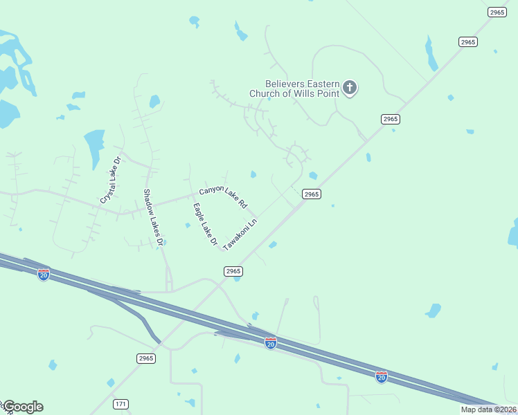 map of restaurants, bars, coffee shops, grocery stores, and more near 1000 Canyon Lake Road in Wills Point