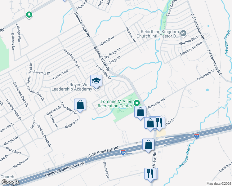 map of restaurants, bars, coffee shops, grocery stores, and more near 6710 Maxine Drive in Dallas