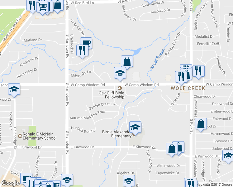 map of restaurants, bars, coffee shops, grocery stores, and more near 7126 Indian Ridge Trail in Dallas