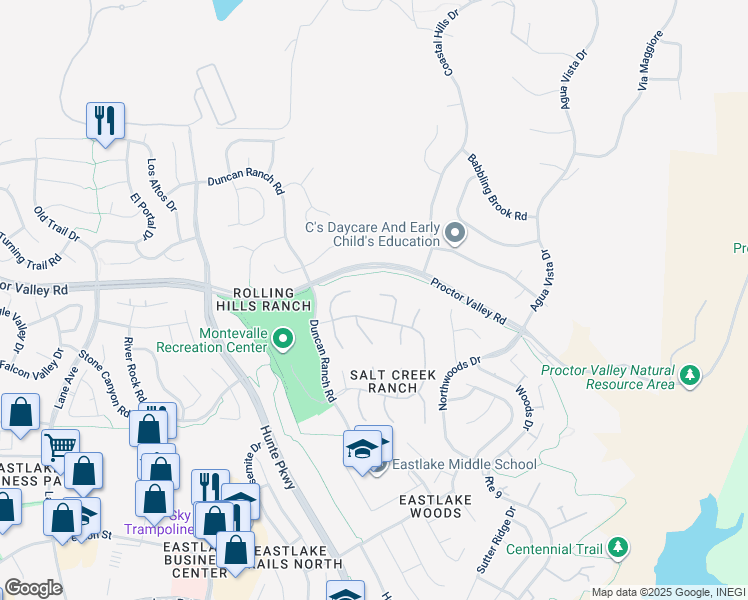 map of restaurants, bars, coffee shops, grocery stores, and more near 724 Crooked Path Place in Chula Vista