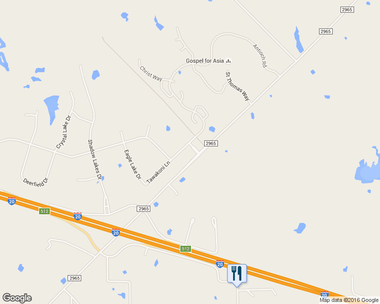 map of restaurants, bars, coffee shops, grocery stores, and more near 1176 Tawakoni Lane in Wills Point