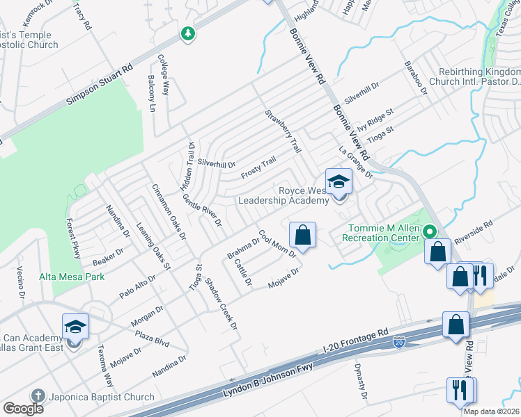 map of restaurants, bars, coffee shops, grocery stores, and more near 6538 Tioga Place in Dallas
