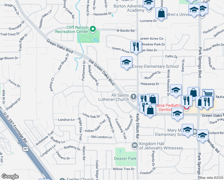 map of restaurants, bars, coffee shops, grocery stores, and more near 4302 Andalusia Trail in Arlington