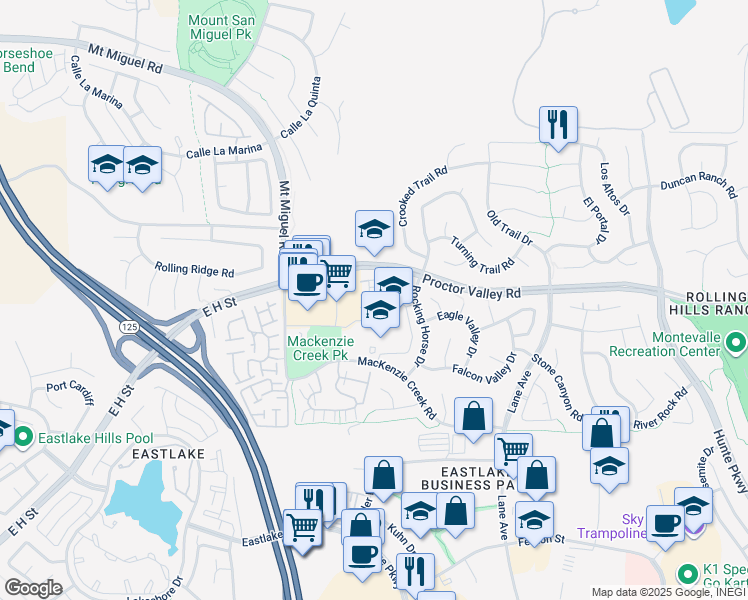 map of restaurants, bars, coffee shops, grocery stores, and more near in Chula Vista