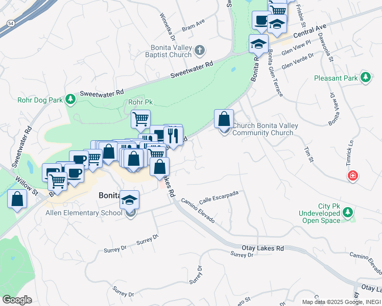 map of restaurants, bars, coffee shops, grocery stores, and more near 4593 Villas Drive in Bonita