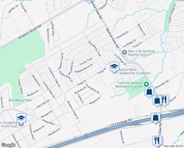 map of restaurants, bars, coffee shops, grocery stores, and more near 6542 Tioga Court in Dallas