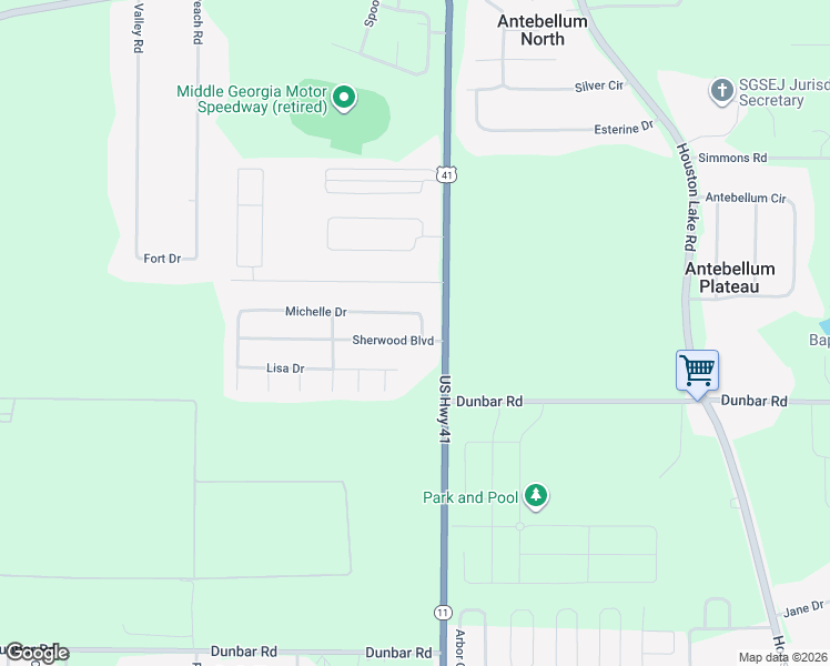 map of restaurants, bars, coffee shops, grocery stores, and more near 119 Sherwood Boulevard in Byron