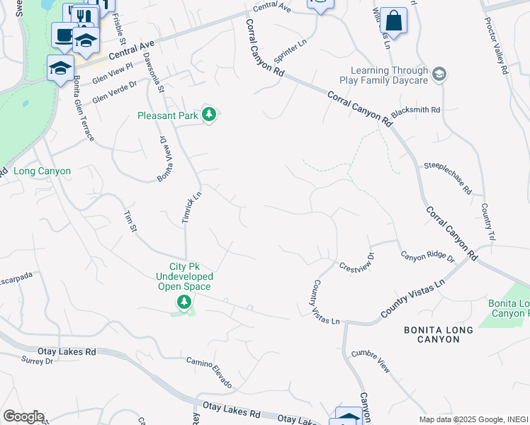 map of restaurants, bars, coffee shops, grocery stores, and more near 4014 Martin Canyon Court in Bonita