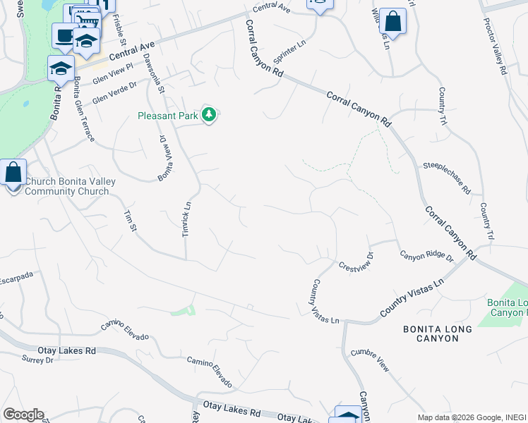 map of restaurants, bars, coffee shops, grocery stores, and more near 4014 Martin Canyon Court in Bonita