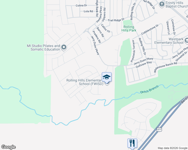 map of restaurants, bars, coffee shops, grocery stores, and more near 11600 Benbrook Boulevard in Benbrook