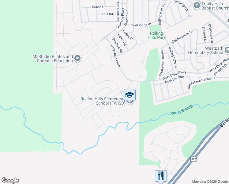 map of restaurants, bars, coffee shops, grocery stores, and more near 11600 Benbrook Boulevard in Benbrook