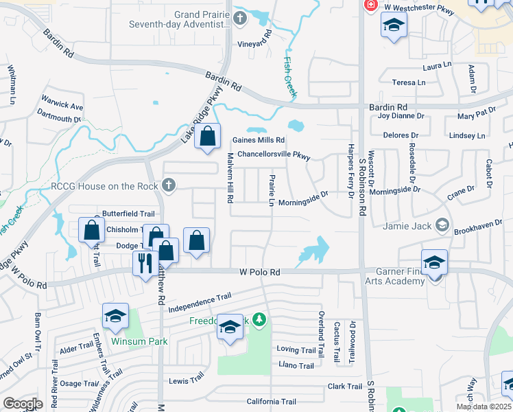 map of restaurants, bars, coffee shops, grocery stores, and more near 4478 Savage Station Drive in Grand Prairie