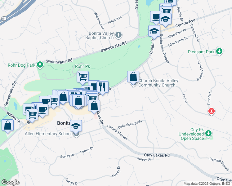 map of restaurants, bars, coffee shops, grocery stores, and more near 4614 Villas Drive in Bonita