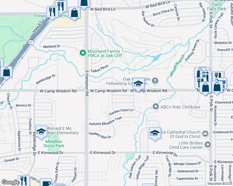 map of restaurants, bars, coffee shops, grocery stores, and more near 2122 Elderoaks Lane in Dallas