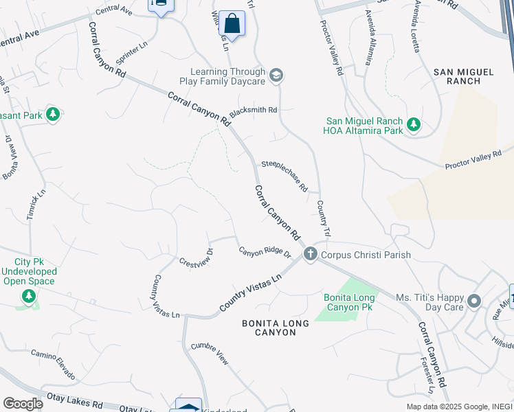 map of restaurants, bars, coffee shops, grocery stores, and more near 4234 Corral Canyon Road in Bonita