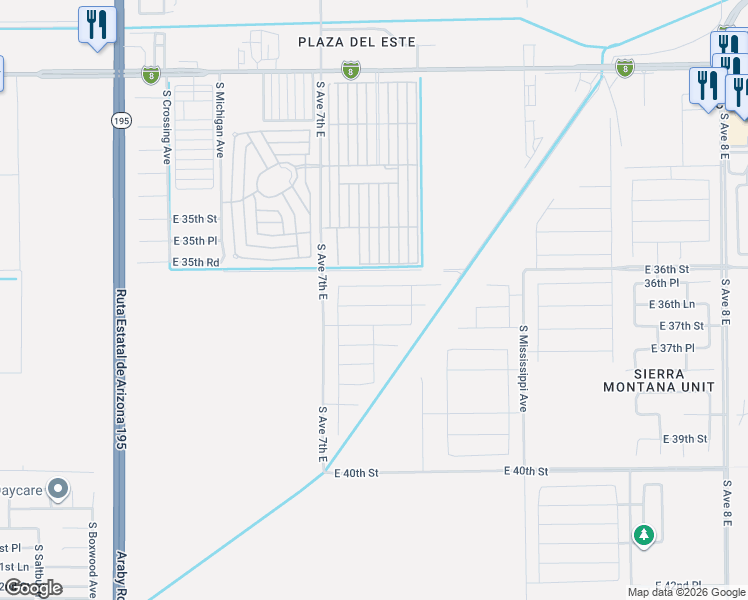 map of restaurants, bars, coffee shops, grocery stores, and more near Clark Gable in Yuma