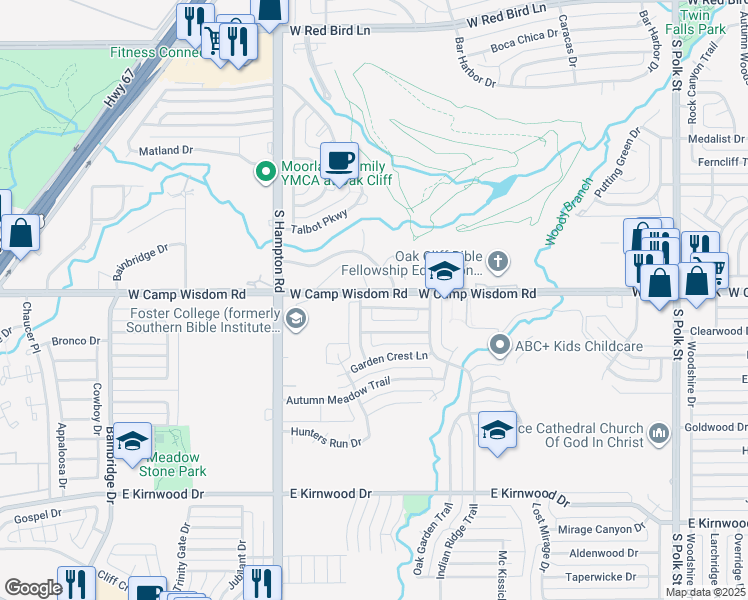 map of restaurants, bars, coffee shops, grocery stores, and more near 2122 Elderoaks Lane in Dallas