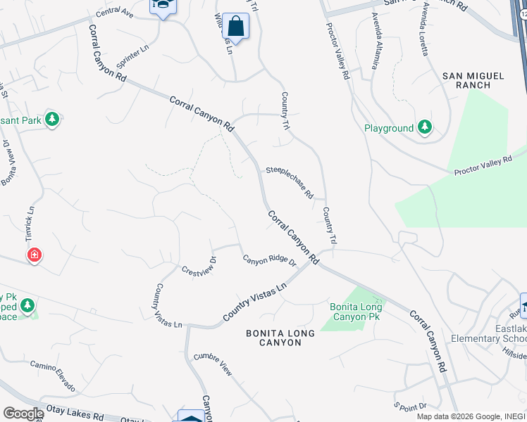 map of restaurants, bars, coffee shops, grocery stores, and more near 4234 Corral Canyon Road in Bonita