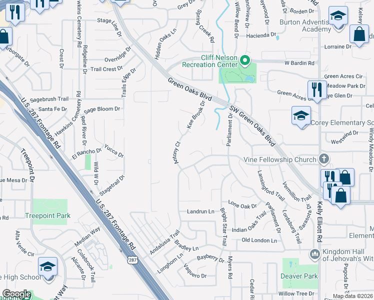 map of restaurants, bars, coffee shops, grocery stores, and more near 4811 Gaylewood Court in Arlington