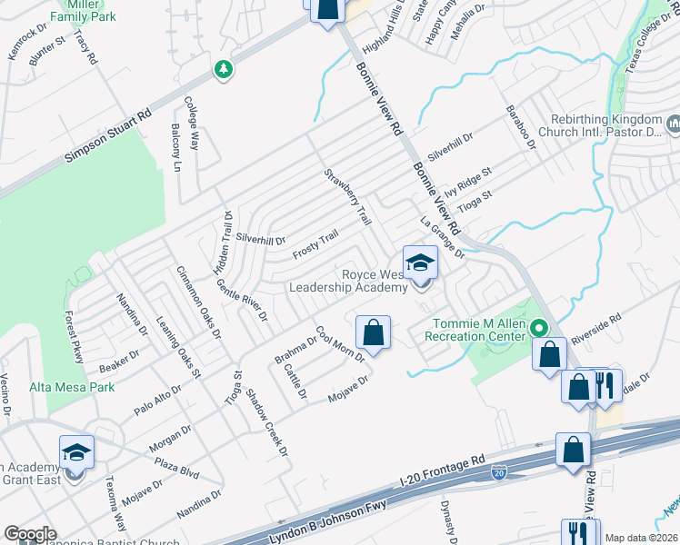 map of restaurants, bars, coffee shops, grocery stores, and more near 6526 Tioga Circle in Dallas