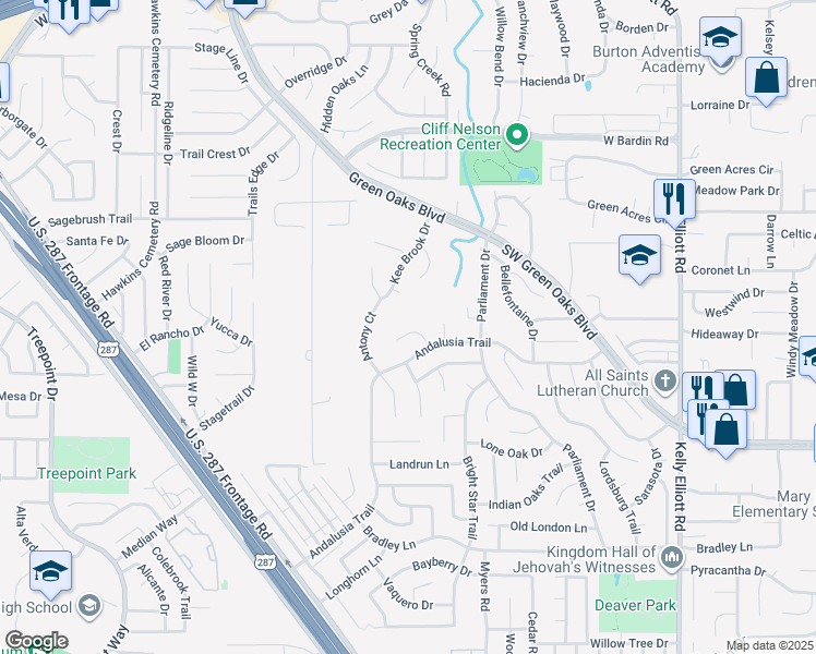 map of restaurants, bars, coffee shops, grocery stores, and more near 4811 Gaylewood Court in Arlington