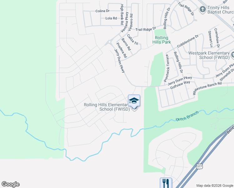 map of restaurants, bars, coffee shops, grocery stores, and more near 11600 Benbrook Boulevard in Benbrook