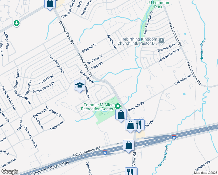 map of restaurants, bars, coffee shops, grocery stores, and more near 6736 La Grange Drive in Dallas