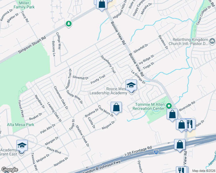 map of restaurants, bars, coffee shops, grocery stores, and more near 6526 Tioga Circle in Dallas