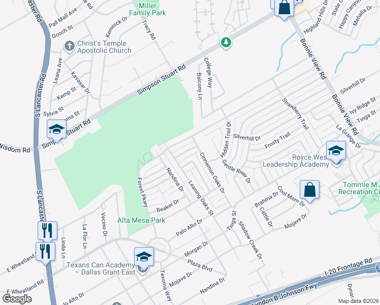 map of restaurants, bars, coffee shops, grocery stores, and more near 3234 Little River Drive in Dallas