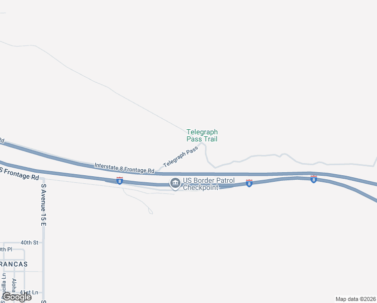 map of restaurants, bars, coffee shops, grocery stores, and more near Interstate 8 in Yuma