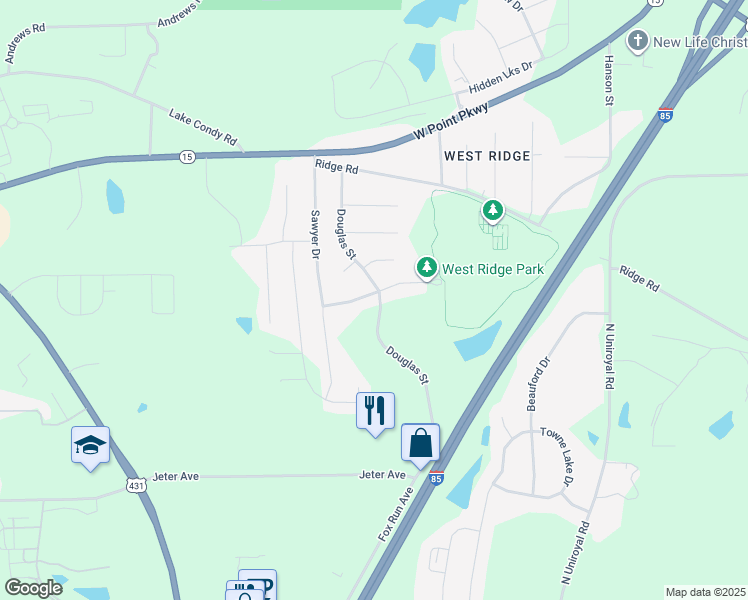 map of restaurants, bars, coffee shops, grocery stores, and more near 1311 Covington Avenue in Opelika