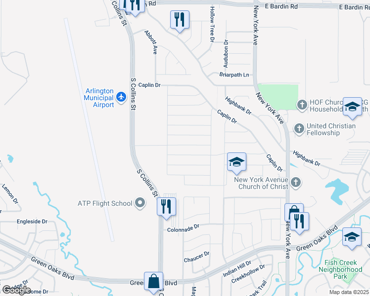 map of restaurants, bars, coffee shops, grocery stores, and more near 1414 Endicott Drive in Arlington
