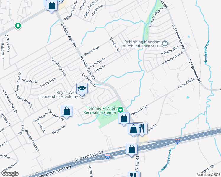 map of restaurants, bars, coffee shops, grocery stores, and more near 6724 La Grange Drive in Dallas