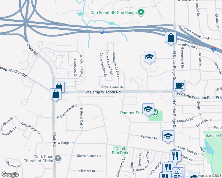 map of restaurants, bars, coffee shops, grocery stores, and more near 6440 Royal Cedar Drive in Dallas