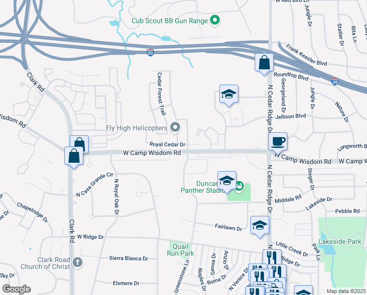 map of restaurants, bars, coffee shops, grocery stores, and more near 800 West Camp Wisdom Road in Duncanville