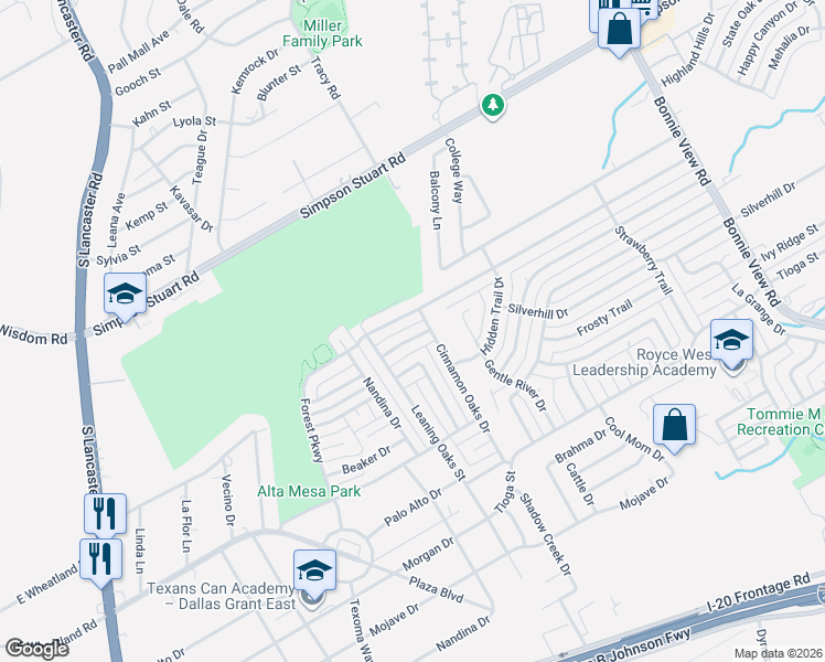 map of restaurants, bars, coffee shops, grocery stores, and more near 3234 Little River Drive in Dallas