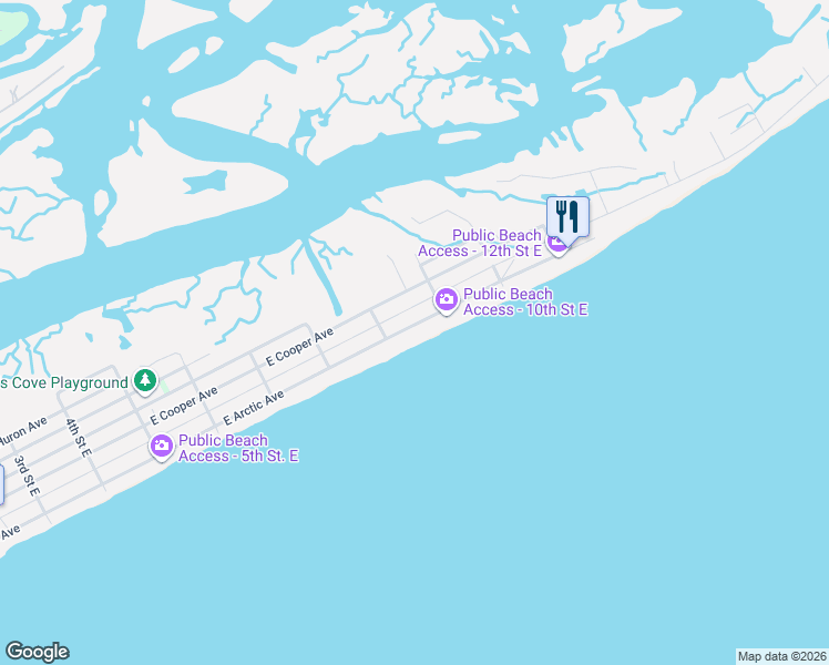 map of restaurants, bars, coffee shops, grocery stores, and more near 911 East Arctic Avenue in Folly Beach