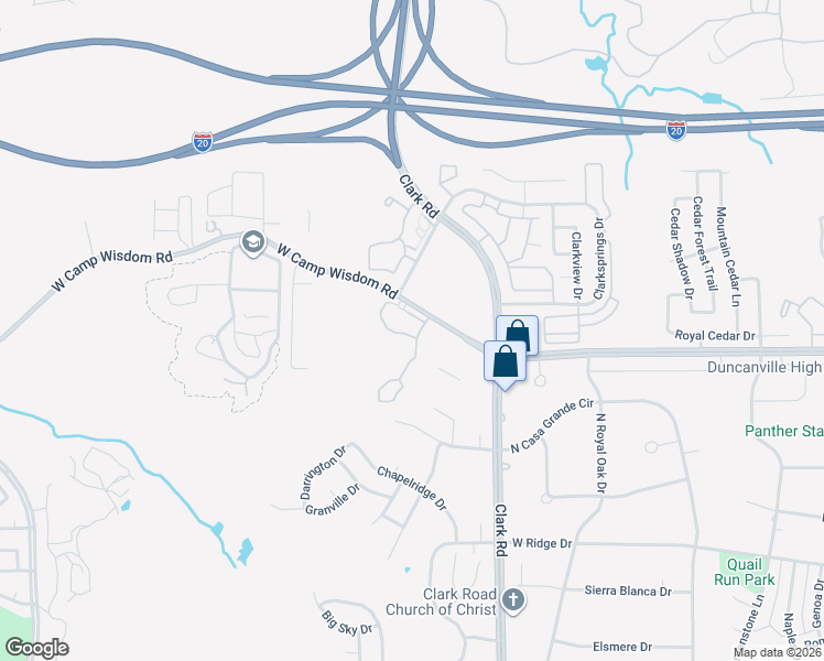map of restaurants, bars, coffee shops, grocery stores, and more near 7070 West Camp Wisdom Road in Dallas