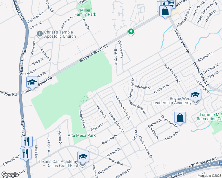 map of restaurants, bars, coffee shops, grocery stores, and more near 3234 Little River Drive in Dallas