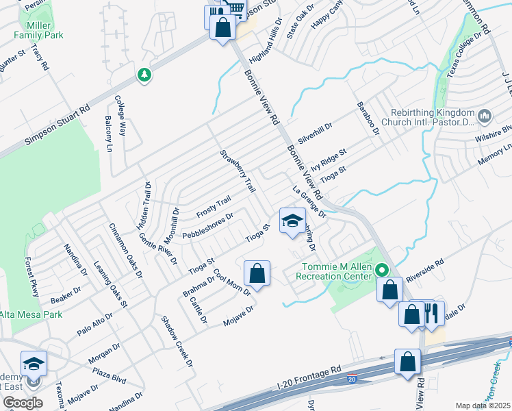 map of restaurants, bars, coffee shops, grocery stores, and more near 6508 Strawberry Trail in Dallas