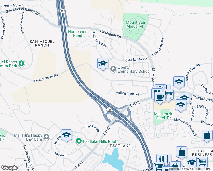 map of restaurants, bars, coffee shops, grocery stores, and more near 457 Rivercreek Court in Chula Vista