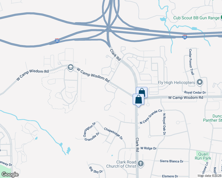 map of restaurants, bars, coffee shops, grocery stores, and more near 7070 West Camp Wisdom Road in Dallas
