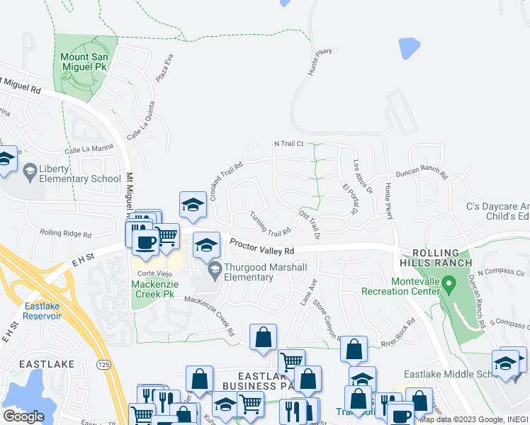map of restaurants, bars, coffee shops, grocery stores, and more near 552 Bent Trail Drive in Chula Vista