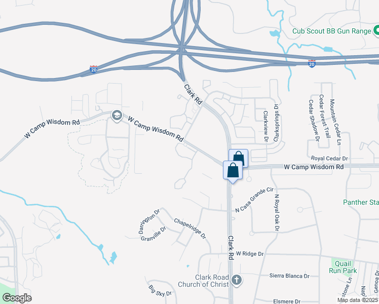 map of restaurants, bars, coffee shops, grocery stores, and more near 7070 West Camp Wisdom Road in Dallas