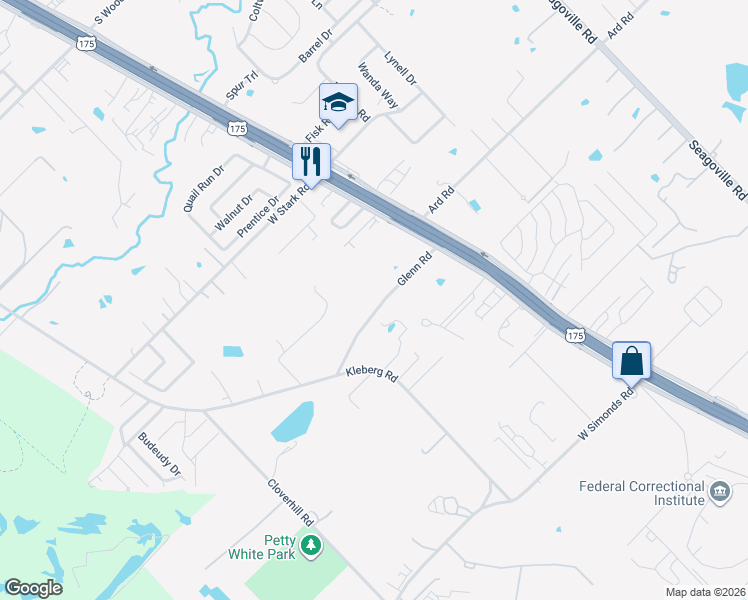 map of restaurants, bars, coffee shops, grocery stores, and more near 280 Glenn Road in Seagoville
