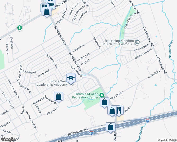 map of restaurants, bars, coffee shops, grocery stores, and more near 6604 Bonnie View Road in Dallas