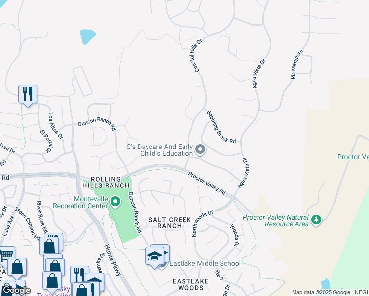 map of restaurants, bars, coffee shops, grocery stores, and more near 684 Coastal Hills Drive in Chula Vista