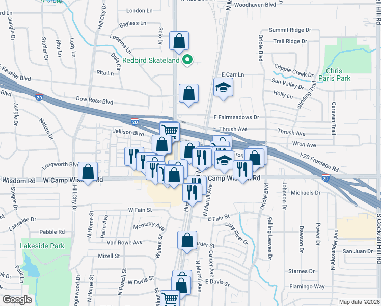 map of restaurants, bars, coffee shops, grocery stores, and more near 822 Duncanville Road in Duncanville