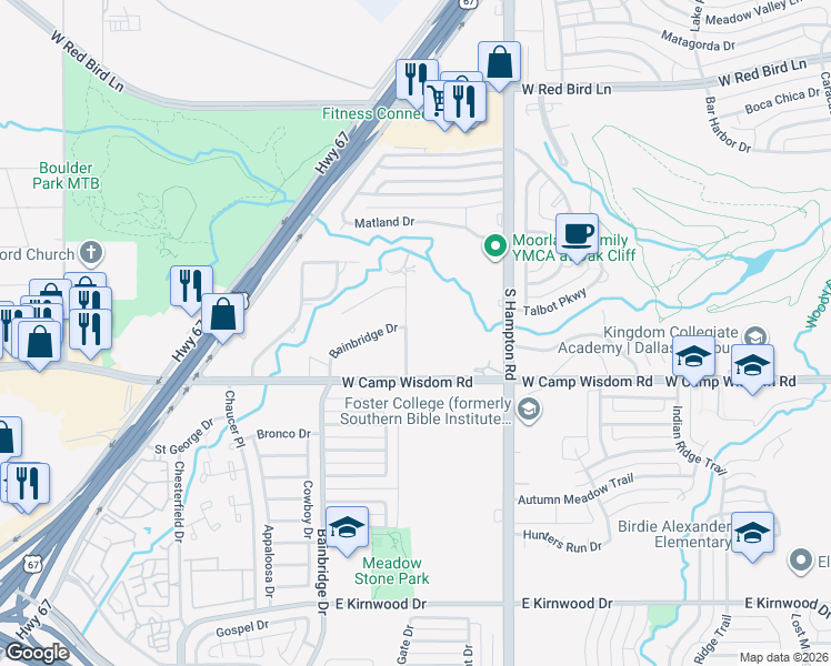 map of restaurants, bars, coffee shops, grocery stores, and more near 6838 Cliffwood Drive in Dallas
